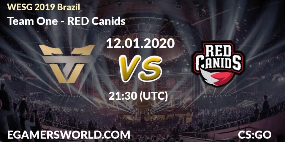 Pronósticos Team One - RED Canids. 12.01.20. WESG 2019 Brazil Online - CS2 (CS:GO)