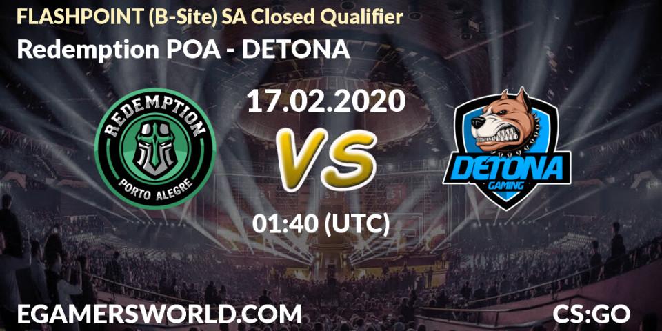 Pronósticos Redemption POA - DETONA. 17.02.20. FLASHPOINT South America Closed Qualifier - CS2 (CS:GO)