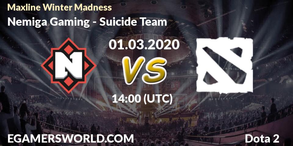 Pronósticos Nemiga Gaming - Suicide Team. 01.03.2020 at 14:03. Maxline Winter Madness - Dota 2