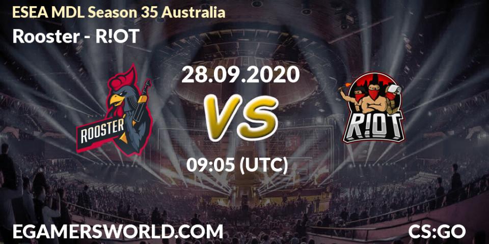 Pronósticos Rooster - R!OT. 28.09.2020 at 09:05. ESEA MDL Season 35 Australia - Counter-Strike (CS2)