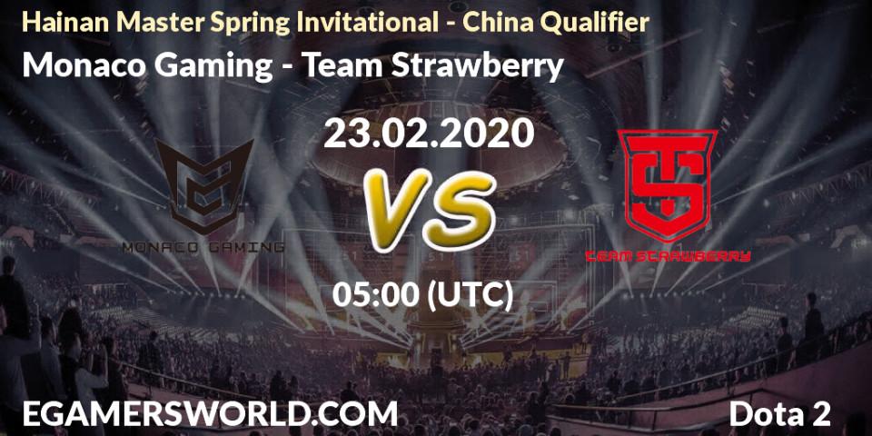 Pronósticos Monaco Gaming - Team Strawberry. 23.02.2020 at 05:15. Hainan Master Spring Invitational - China Qualifier - Dota 2