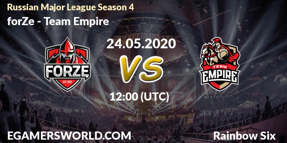 Pronósticos forZe - Team Empire. 24.05.20. Russian Major League Season 4 - Rainbow Six