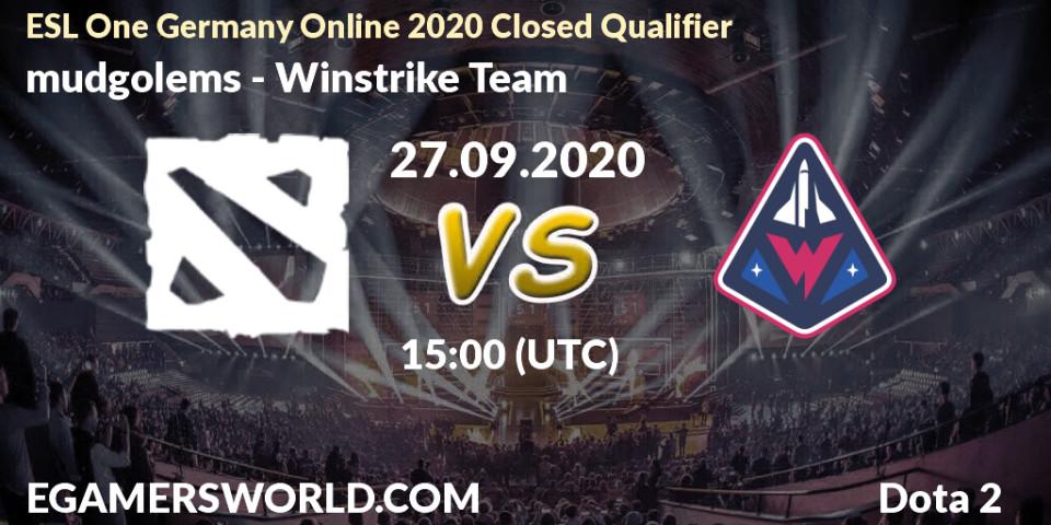 Pronósticos mudgolems - Winstrike Team. 27.09.2020 at 15:00. ESL One Germany 2020 Online Closed Qualifier - Dota 2