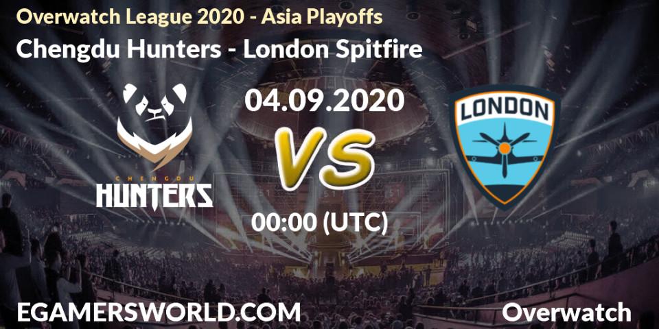 Pronósticos Chengdu Hunters - London Spitfire. 04.09.2020 at 09:00. Overwatch League 2020 - Asia Playoffs - Overwatch