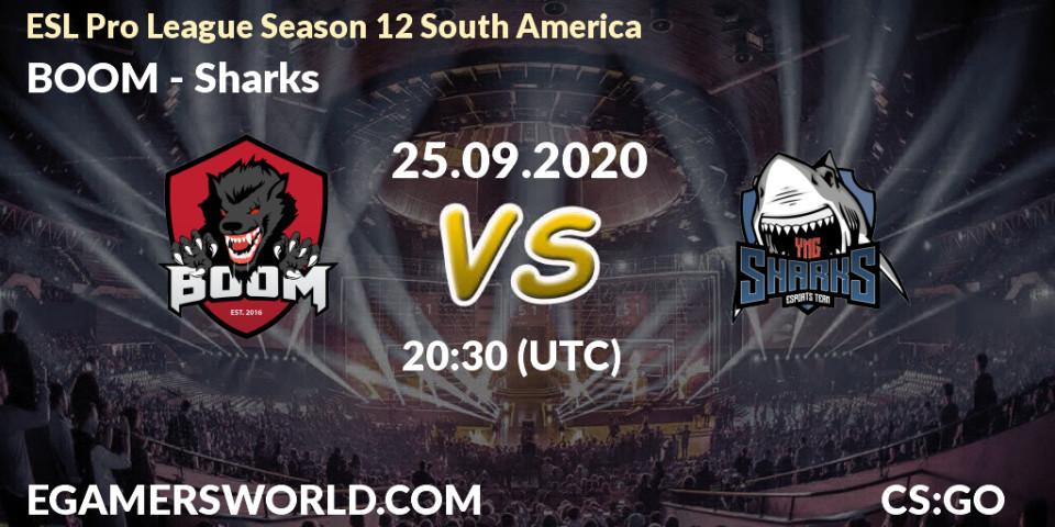 Pronósticos BOOM - Sharks. 25.09.2020 at 21:00. ESL Pro League Season 12 South America - Counter-Strike (CS2)