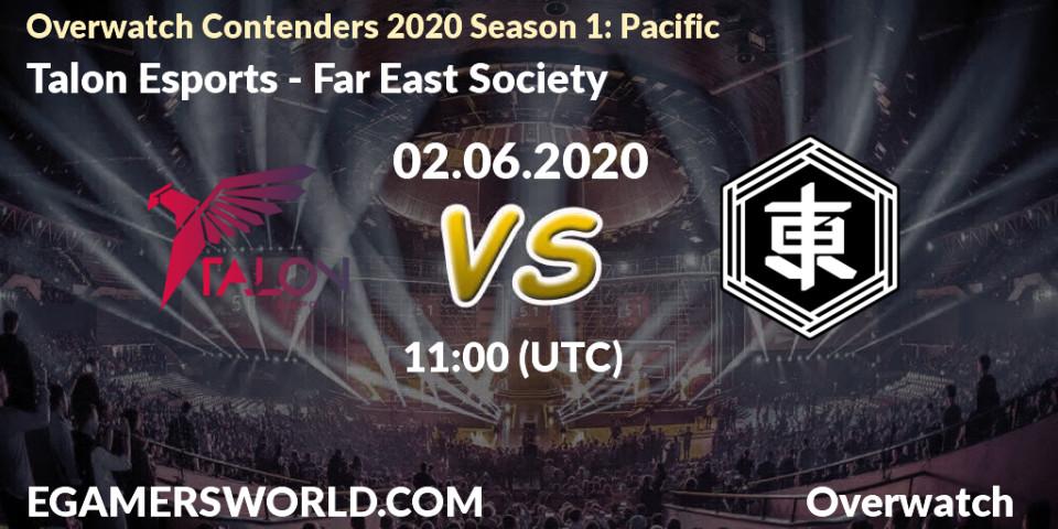 Pronósticos Talon Esports - Far East Society. 02.06.20. Overwatch Contenders 2020 Season 1: Pacific - Overwatch