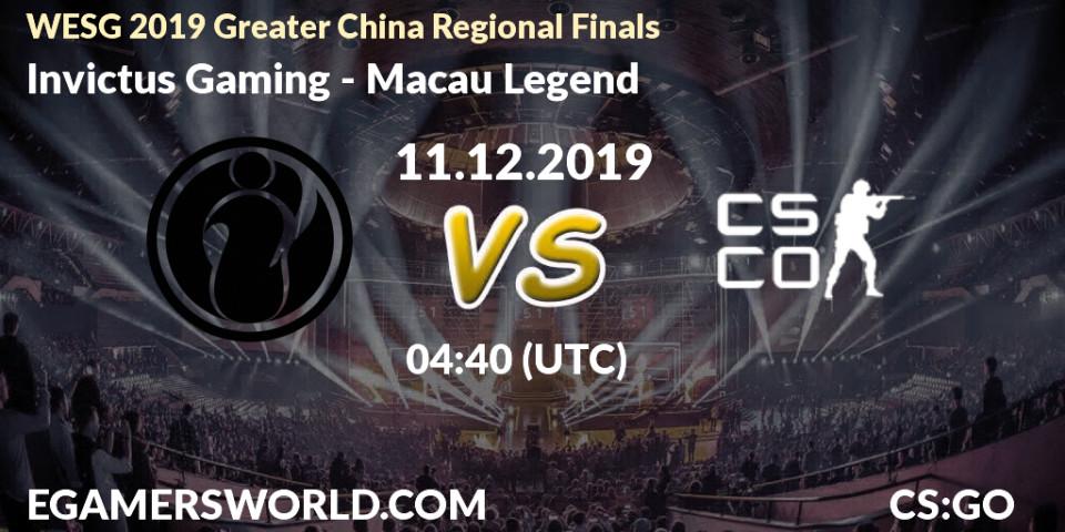Pronósticos Invictus Gaming - Macau Legend. 11.12.2019 at 05:15. WESG 2019 Greater China Regional Finals - Counter-Strike (CS2)