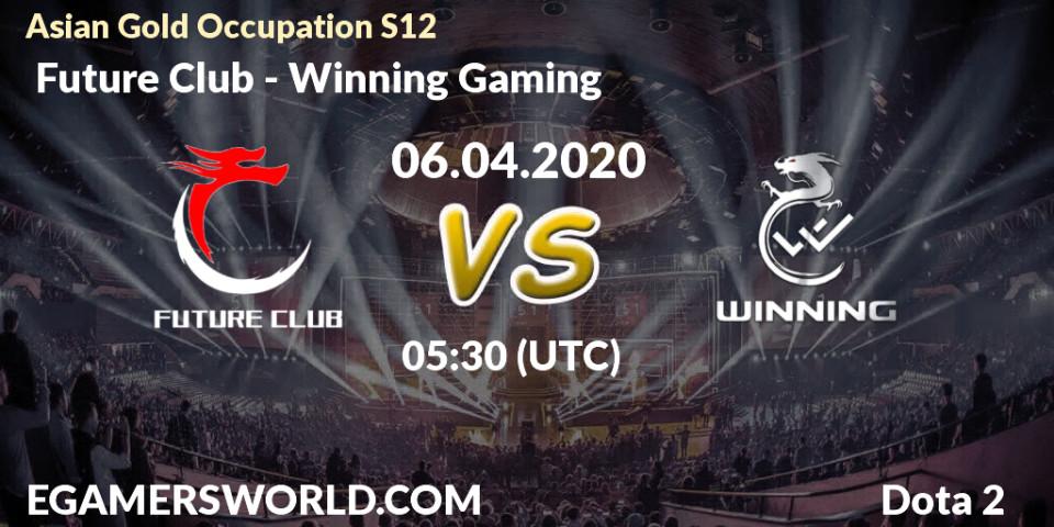 Pronósticos Future Club - Winning Gaming. 07.04.2020 at 05:05. Asian Gold Occupation S12 - Dota 2