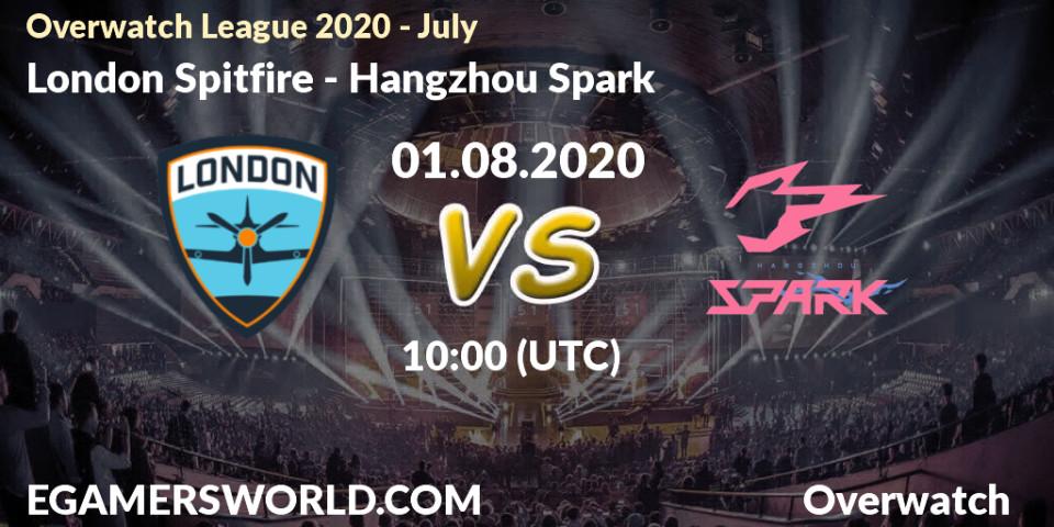 Pronósticos London Spitfire - Hangzhou Spark. 01.08.2020 at 10:00. Overwatch League 2020 - July - Overwatch