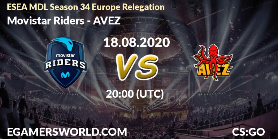 Pronósticos Movistar Riders - AVEZ. 18.08.2020 at 19:00. ESEA MDL Season 34 Europe Relegation - Counter-Strike (CS2)