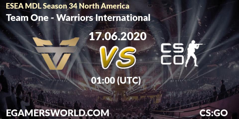 Pronósticos Team One - Warriors International. 17.06.20. ESEA MDL Season 34 North America - CS2 (CS:GO)