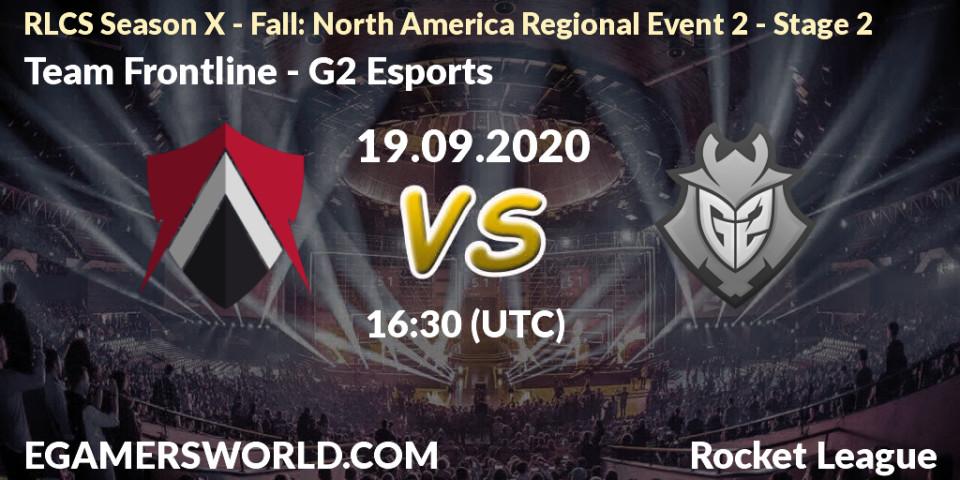 Pronósticos Team Frontline - G2 Esports. 19.09.20. RLCS Season X - Fall: North America Regional Event 2 - Stage 2 - Rocket League