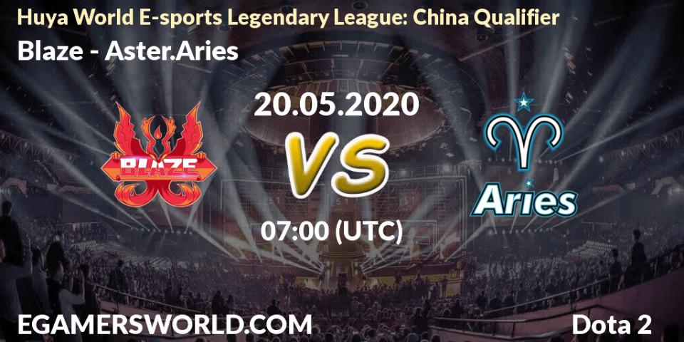 Pronósticos Blaze - Aster.Aries. 19.05.2020 at 10:57. Huya World E-sports Legendary League: China Qualifier - Dota 2