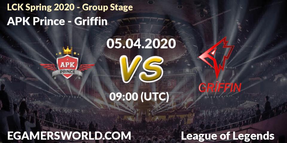 Pronósticos APK Prince - Griffin. 05.04.20. LCK Spring 2020 - Group Stage - LoL