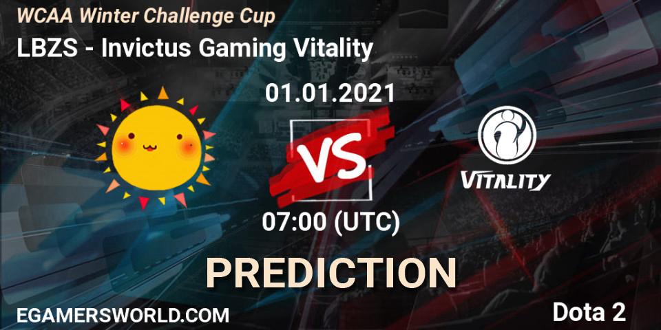 Pronósticos LBZS - Invictus Gaming Vitality. 01.01.2021 at 08:04. WCAA Winter Challenge Cup - Dota 2