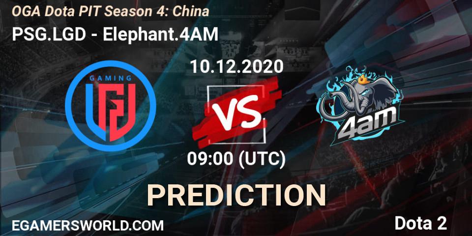Pronósticos PSG.LGD - Elephant.4AM. 10.12.2020 at 09:24. OGA Dota PIT Season 4: China - Dota 2