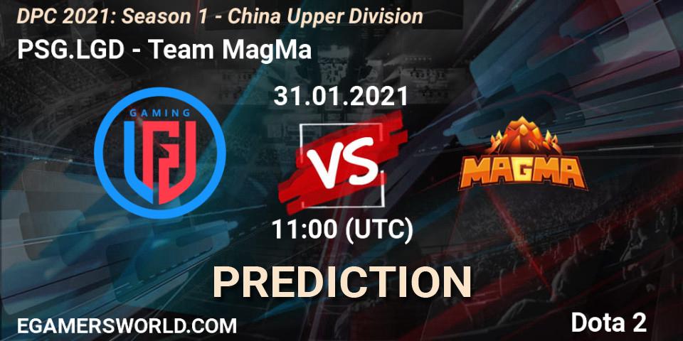Pronósticos PSG.LGD - Team MagMa. 31.01.2021 at 11:38. DPC 2021: Season 1 - China Upper Division - Dota 2