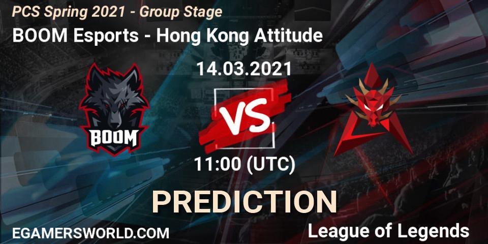 Pronósticos BOOM Esports - Hong Kong Attitude. 14.03.2021 at 11:00. PCS Spring 2021 - Group Stage - LoL