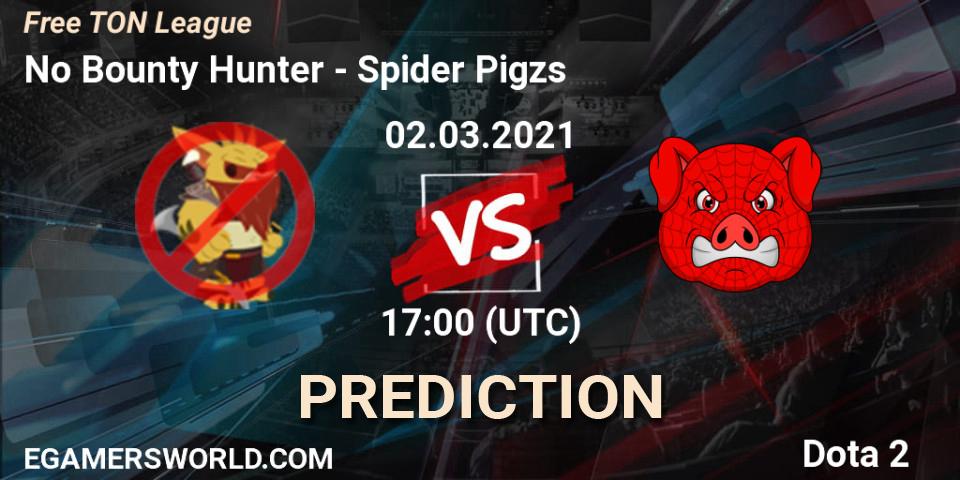 Pronósticos No Bounty Hunter - Spider Pigzs. 02.03.2021 at 17:01. Free TON League - Dota 2