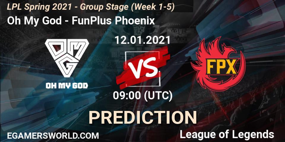 Pronósticos Oh My God - FunPlus Phoenix. 12.01.2021 at 09:16. LPL Spring 2021 - Group Stage (Week 1-5) - LoL