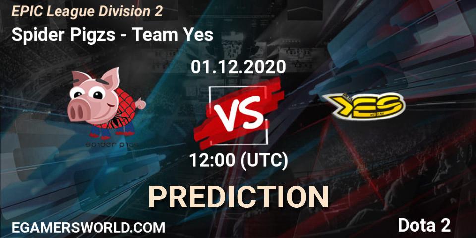 Pronósticos Spider Pigzs - Team Yes. 01.12.20. EPIC League Division 2 - Dota 2