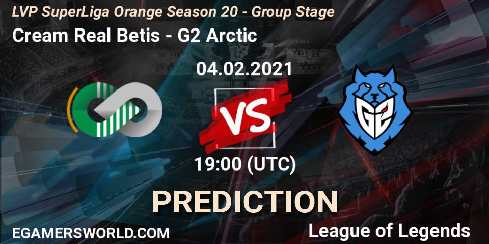 Pronósticos Cream Real Betis - G2 Arctic. 04.02.2021 at 19:00. LVP SuperLiga Orange Season 20 - Group Stage - LoL