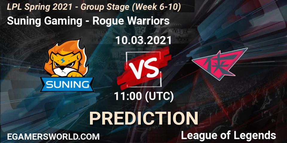 Pronósticos Suning Gaming - Rogue Warriors. 10.03.21. LPL Spring 2021 - Group Stage (Week 6-10) - LoL