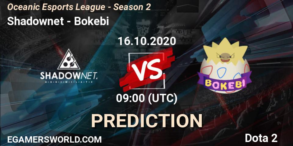 Pronósticos Shadownet - Bokebi. 16.10.2020 at 09:22. Oceanic Esports League - Season 2 - Dota 2