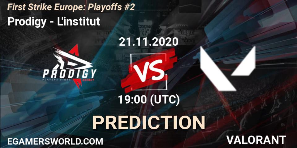 Pronósticos Prodigy - L'institut. 21.11.20. First Strike Europe: Playoffs #2 - VALORANT