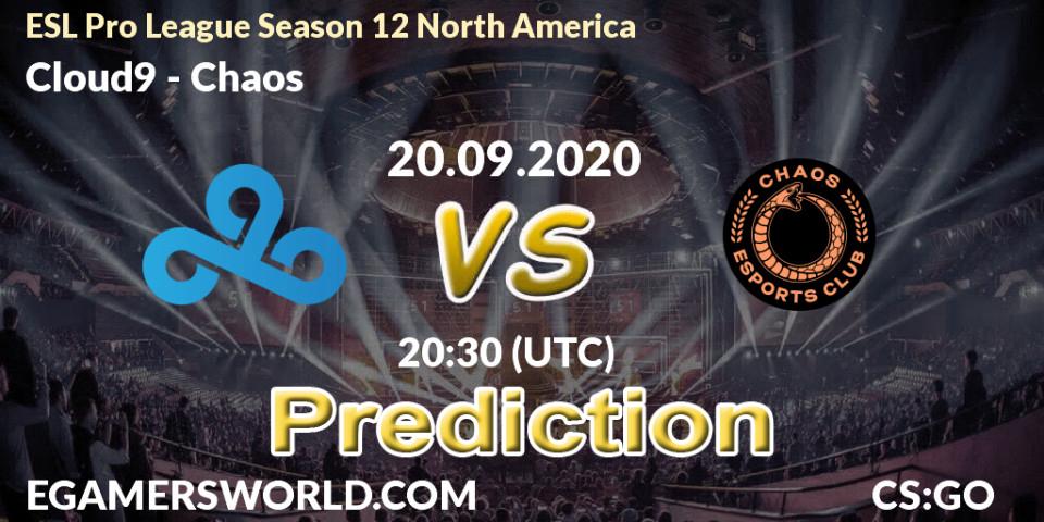 Pronósticos Cloud9 - Chaos. 20.09.2020 at 20:30. ESL Pro League Season 12 North America - Counter-Strike (CS2)
