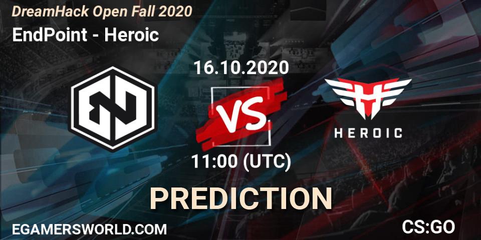 Pronósticos EndPoint - Heroic. 16.10.2020 at 11:00. DreamHack Open Fall 2020 - Counter-Strike (CS2)