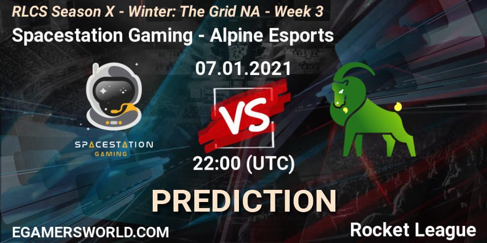 Pronósticos Spacestation Gaming - Alpine Esports. 14.01.2021 at 22:00. RLCS Season X - Winter: The Grid NA - Week 3 - Rocket League