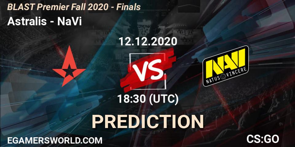 Pronósticos Astralis - NaVi. 12.12.2020 at 18:45. BLAST Premier Fall 2020 - Finals - Counter-Strike (CS2)