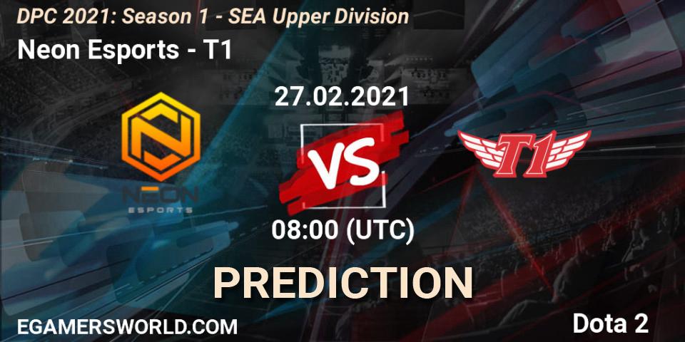 Pronósticos Neon Esports - T1. 27.02.2021 at 08:05. DPC 2021: Season 1 - SEA Upper Division - Dota 2