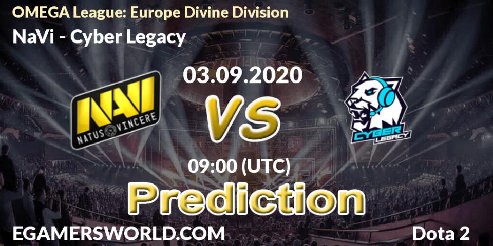 Pronósticos NaVi - Cyber Legacy. 03.09.2020 at 09:00. OMEGA League: Europe Divine Division - Dota 2