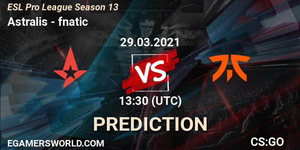Pronósticos Astralis - fnatic. 29.03.21. ESL Pro League Season 13 - CS2 (CS:GO)