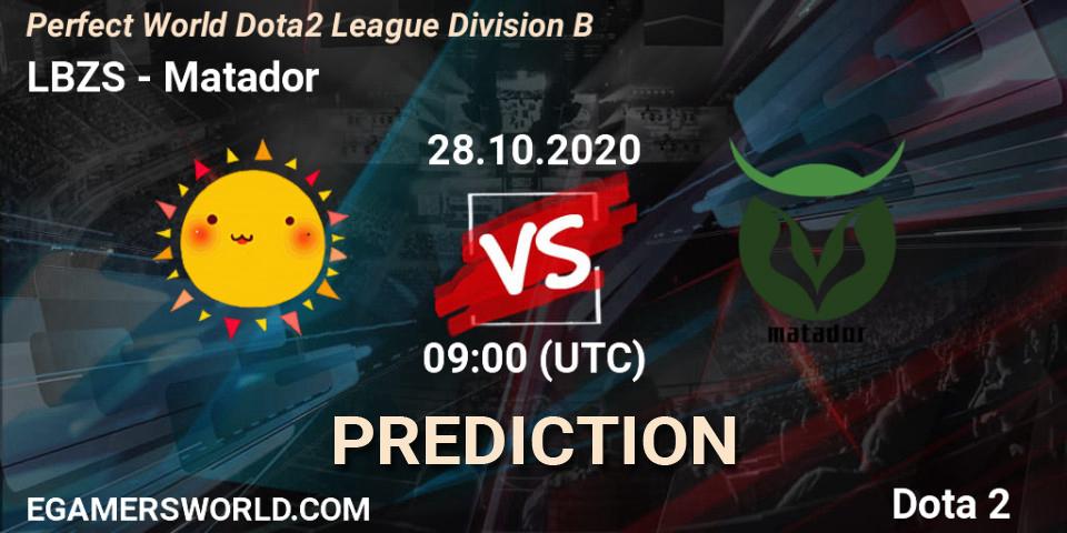 Pronósticos LBZS - Matador. 28.10.2020 at 09:03. Perfect World Dota2 League Division B - Dota 2