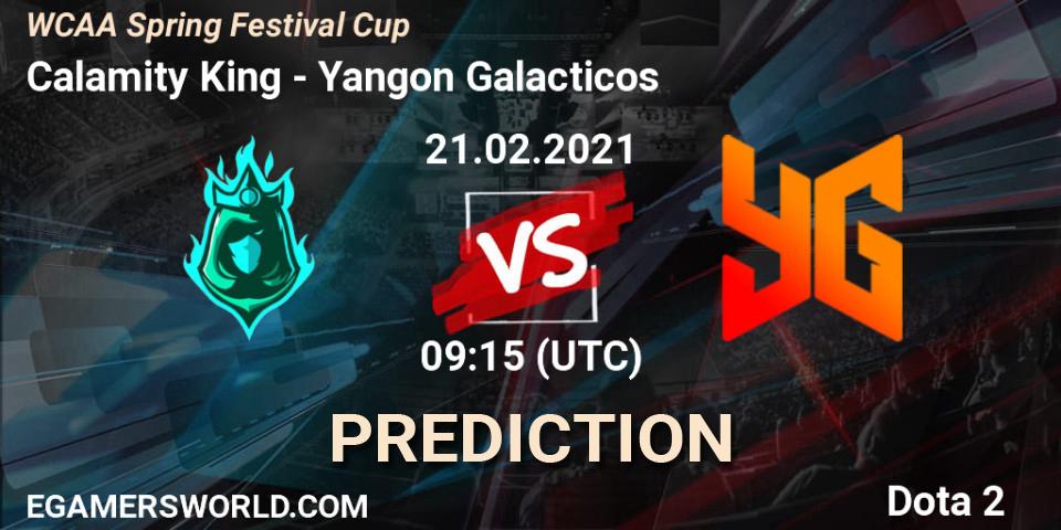 Pronósticos Calamity King - Yangon Galacticos. 21.02.2021 at 10:07. WCAA Spring Festival Cup - Dota 2