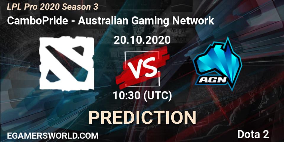 Pronósticos CamboPride - Australian Gaming Network. 26.10.20. LPL Pro 2020 Season 3 - Dota 2