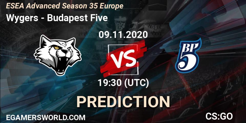 Pronósticos Wygers - Budapest Five. 09.11.2020 at 16:00. ESEA Advanced Season 35 Europe - Counter-Strike (CS2)