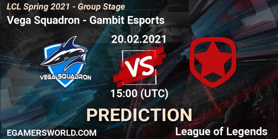 Pronósticos Vega Squadron - Gambit Esports. 20.02.21. LCL Spring 2021 - Group Stage - LoL