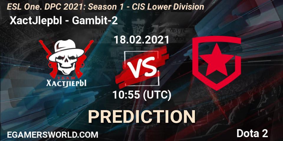 Pronósticos XactJlepbI - Gambit-2. 18.02.21. ESL One. DPC 2021: Season 1 - CIS Lower Division - Dota 2