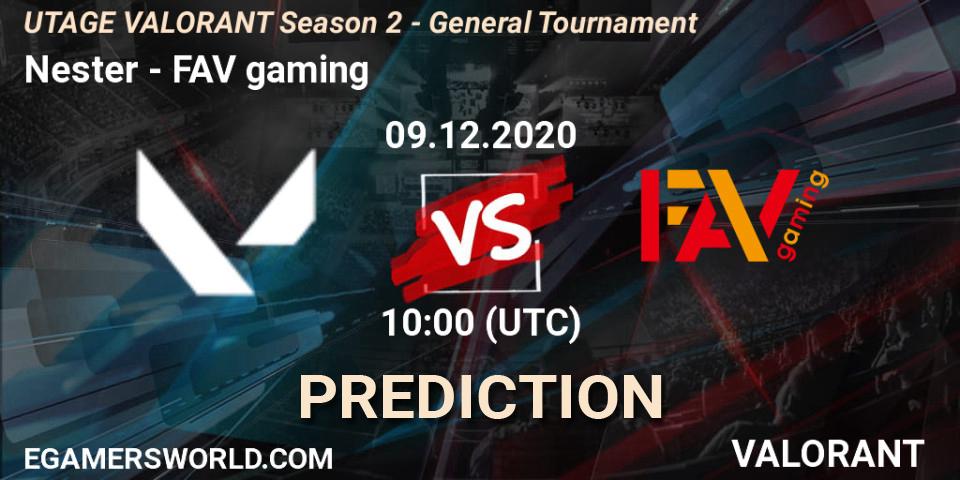 Pronósticos Nester - FAV gaming. 09.12.2020 at 10:00. UTAGE VALORANT Season 2 - General Tournament - VALORANT