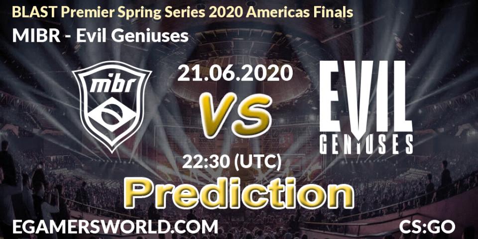 Pronósticos MIBR - Evil Geniuses. 21.06.20. BLAST Premier Spring Series 2020 Americas Finals - CS2 (CS:GO)