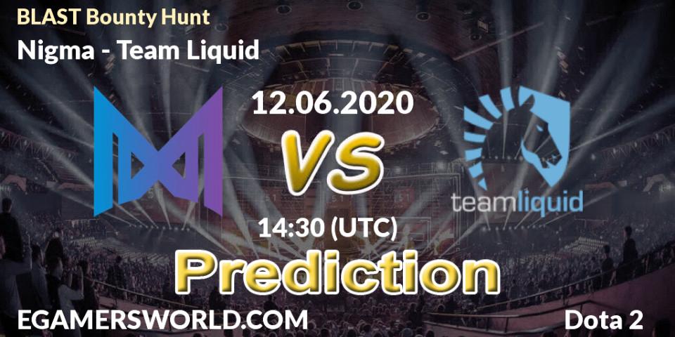 Pronósticos Nigma - Team Liquid. 12.06.2020 at 14:31. BLAST Bounty Hunt - Dota 2