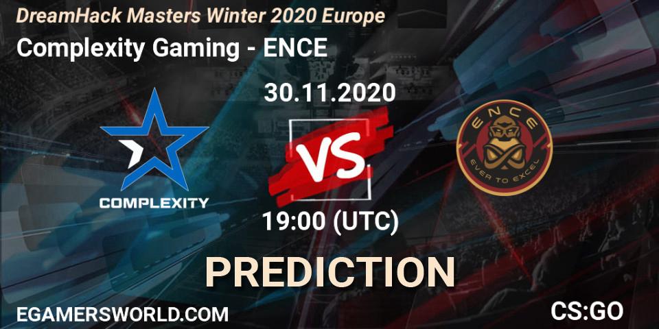 Pronósticos Complexity Gaming - ENCE. 30.11.2020 at 19:15. DreamHack Masters Winter 2020 Europe - Counter-Strike (CS2)