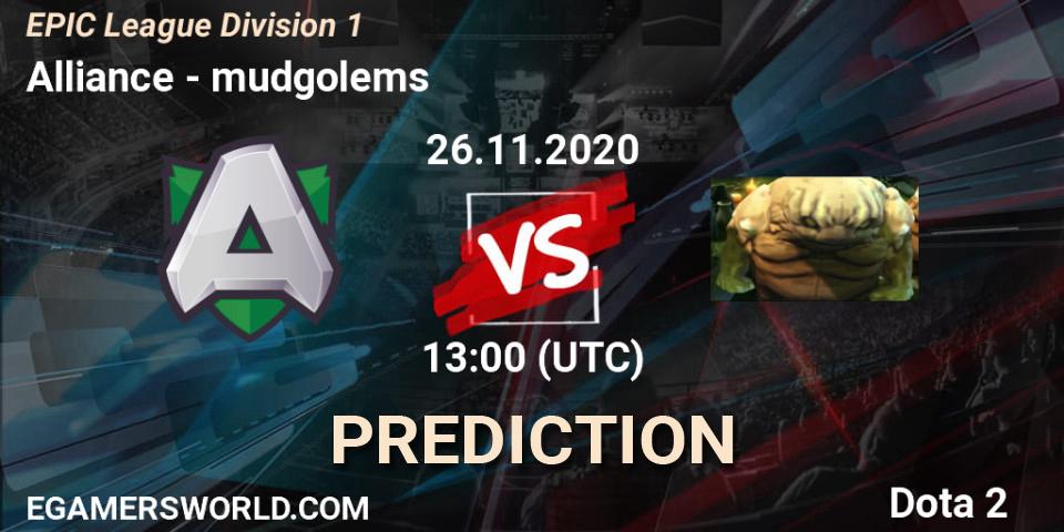 Pronósticos Alliance - mudgolems. 28.11.2020 at 13:00. EPIC League Division 1 - Dota 2
