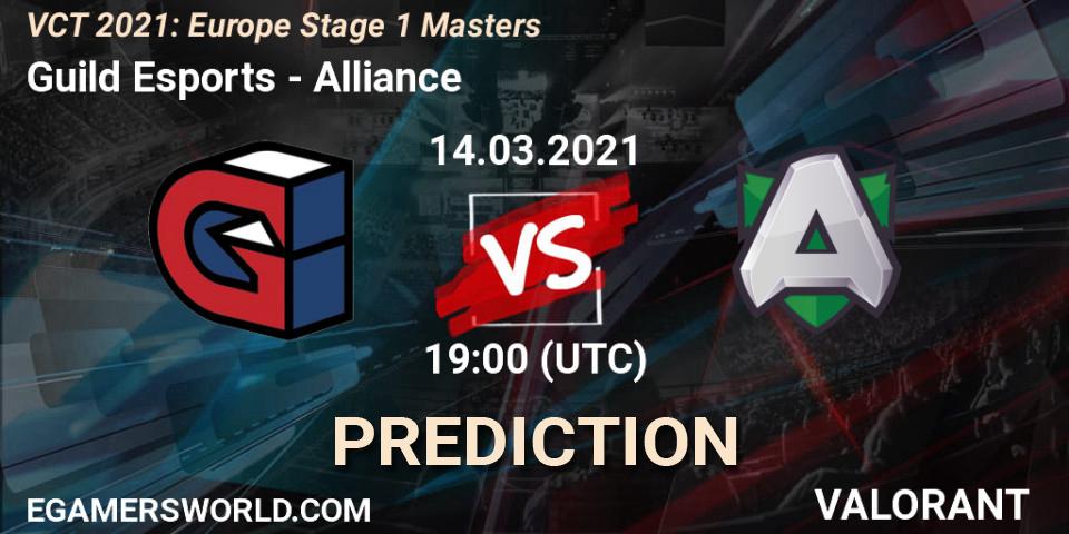 Pronósticos Guild Esports - Alliance. 14.03.2021 at 19:00. VCT 2021: Europe Stage 1 Masters - VALORANT