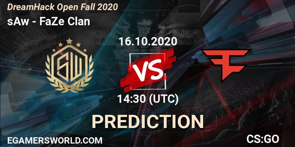 Pronósticos sAw - FaZe Clan. 16.10.2020 at 14:30. DreamHack Open Fall 2020 - Counter-Strike (CS2)