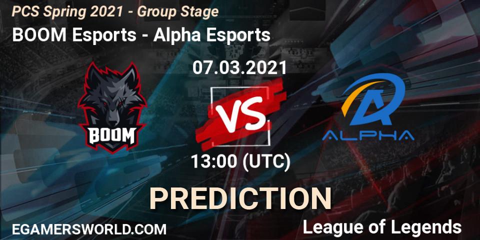 Pronósticos BOOM Esports - Alpha Esports. 07.03.2021 at 13:00. PCS Spring 2021 - Group Stage - LoL